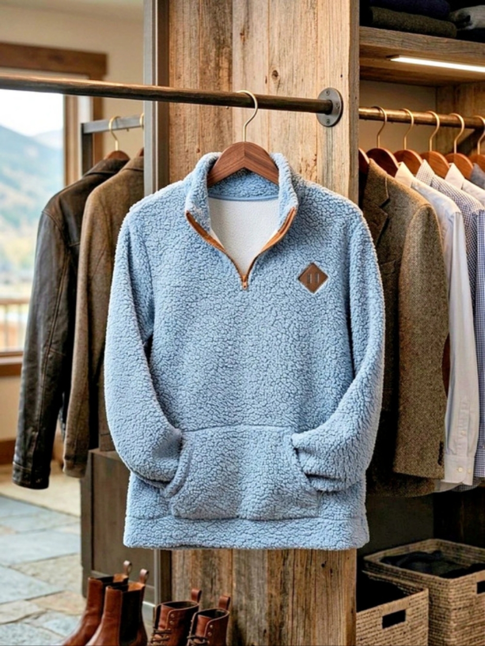 Blue Quarter-Zip Fleece Pullover Medium NWOT